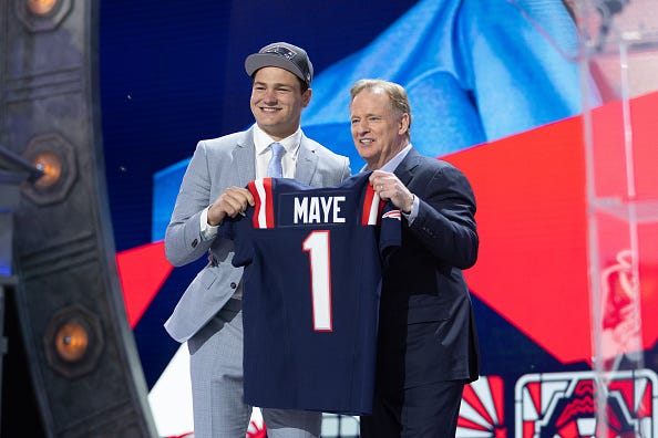 Drake Maye and Roger Goodell