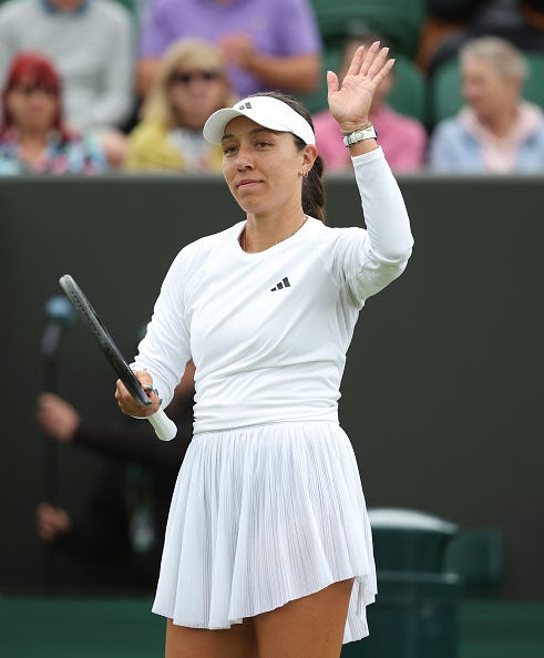 Jessica Pegula against Ashlyn Krueger of the U.S. in the first round on Day Two at Wimbledon