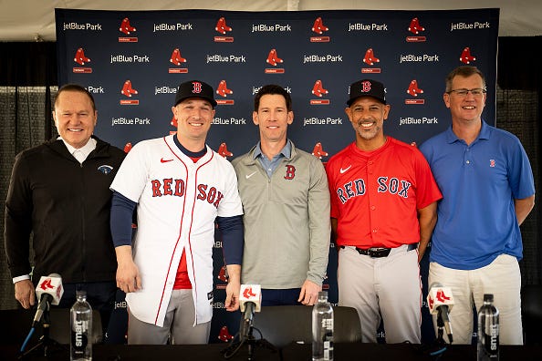 Scott Boras, Alex Bregman, Craig Breslow, Alex Cora and Sam Kennedy