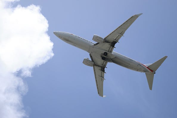 Commercial jet departing Buffalo Airport