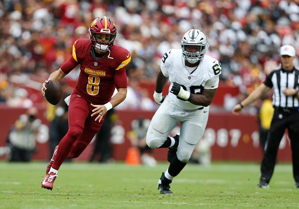Washington Commanders quarterback Marcus Mariota