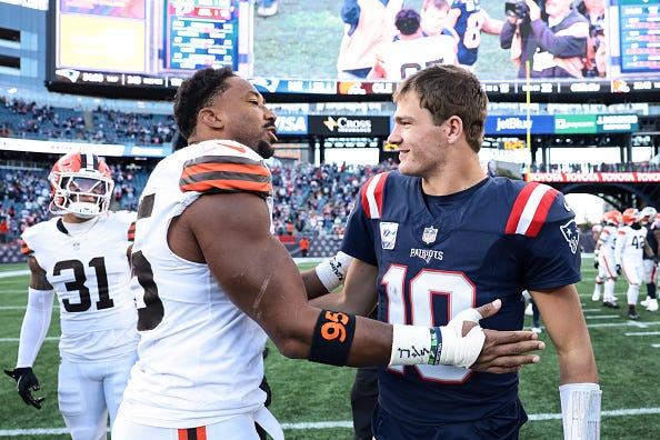 Myles Garrett and Drake Maye