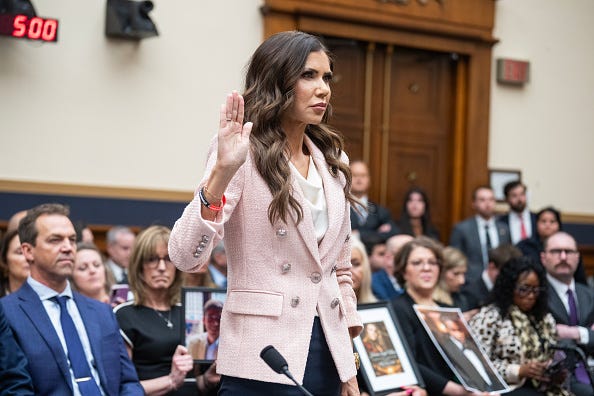  DHS Secretary Kristi Noem is sworn in to the House Judiciary Committee hearing titled "Oversight of the Department of Homeland Security," on Wednesday, March 4, 2026.