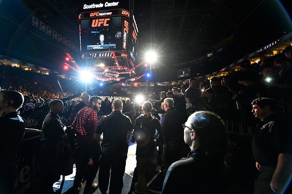 ST. LOUIS, MO - JANUARY 14: Paige VanZant prepares to enter the Octagon before facing Jessica-Rose Clark of Australia during the UFC Fight Night event inside the Scottrade Center on January 14, 2018 in St. Louis, Missouri.