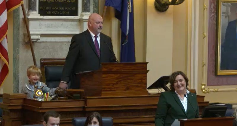 House Speaker Todd Gilbert and his young son
