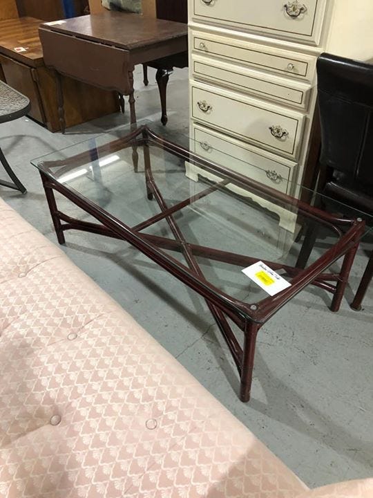 Clear glass coffee table
