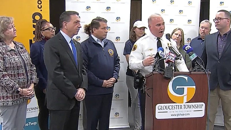 Gloucester Township Police Chief David Harkins and Mayor David Mayer address the media about the cancellation of this year's Gloucester Township Day.