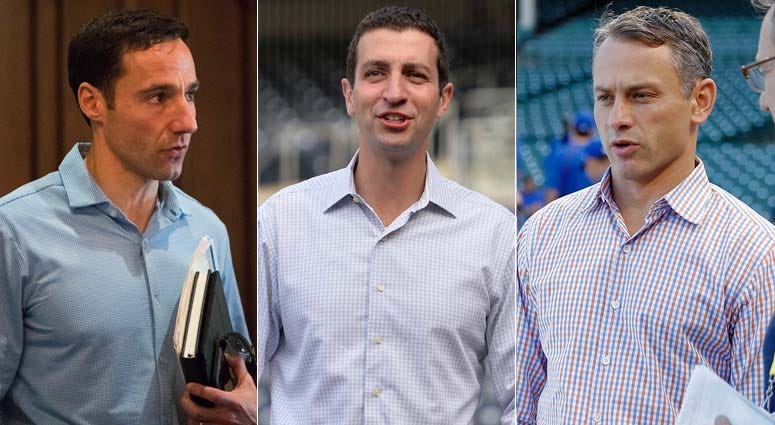From left, Mike Chernoff, David Stearns and Jed Hoyer.