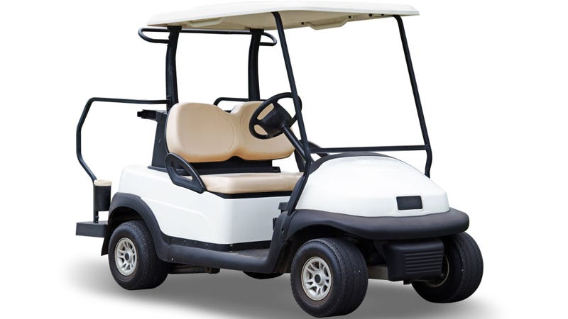 Golf cart against white background - stock photo