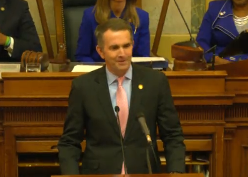 Governor Ralph Northam (D) gives the State of the Commonwealth on January 8, 2020.  (House Feed)