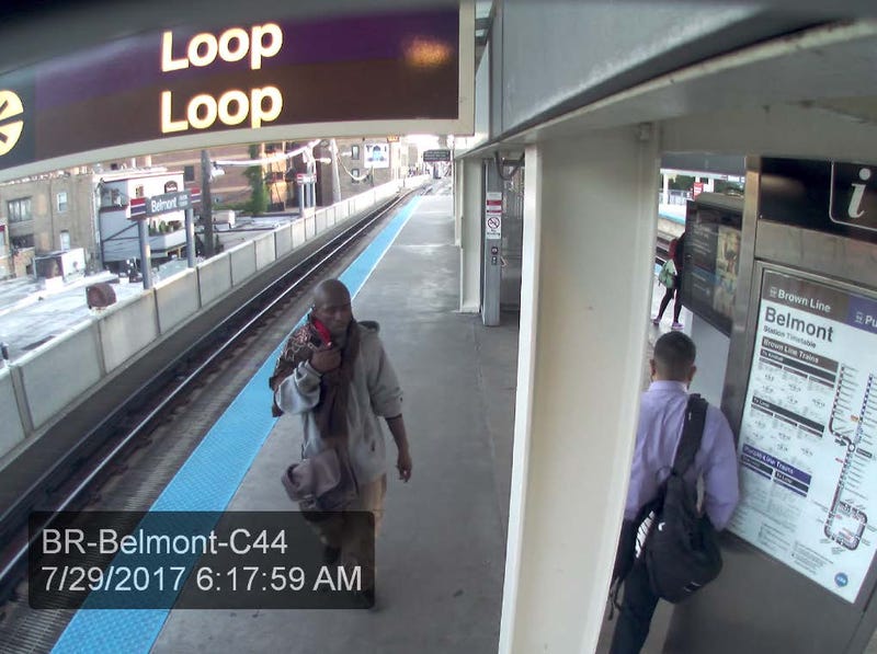 Surveillance video shows Jordan Watkins allegedly carrying an AK-47 on the CTA’s Belmont platform in 2017.