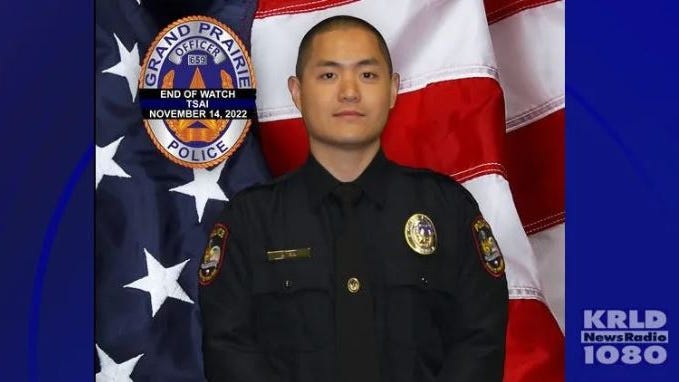 Funeral service today for Grand Prairie police officer Brandon Tsai