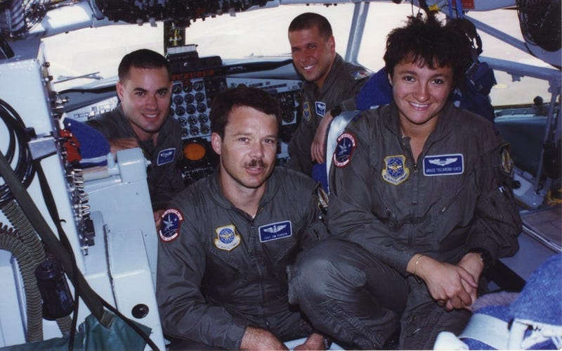 Graciela with crew in KC-135R flight deck in Turkey