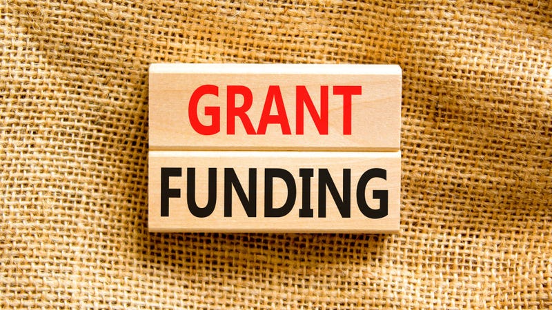 Concept words Grant funding on wooden blocks
