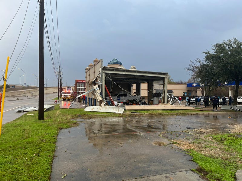 Storm damage at carwash in Grapevine, Texas on Tuesday, Dec. 13, 2022.