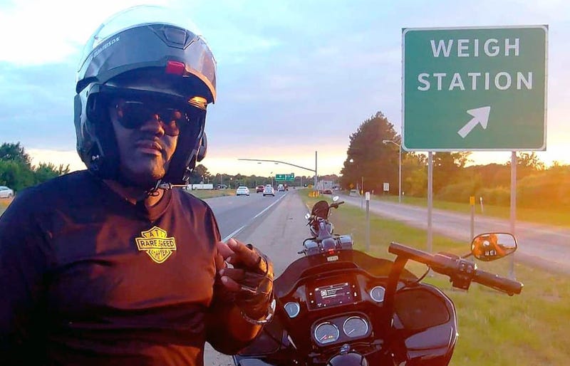 Greg Street outside a weigh station on his way to the 2019 BET Awards