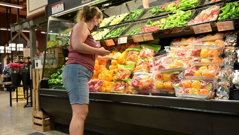 : Clark resident Jen Valencia still works part time for Instacart at Wegman's market on August 26, 2020 in Woodbridge, New Jersey. 