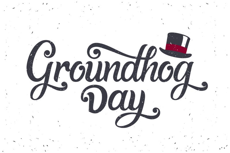 Groundhog Day lettering greeting