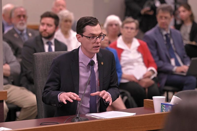 State Rep. Dirk Deaton, a Republican from Noel, presents legislation that would redraw Missouri’s congressional map to a House committee on Thursday.