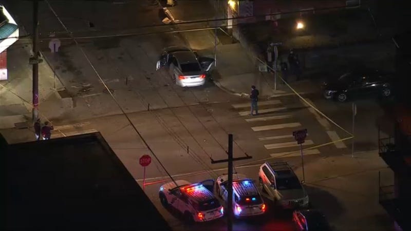 Aerial view of the scene of a double shooting in Germantown