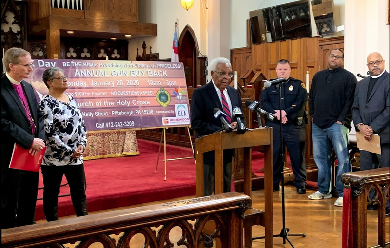 The murders of a man and woman last November just feet from the door to Church of the Holy Cross is prompting the Homewood congregation to find a way to take guns off the streets.