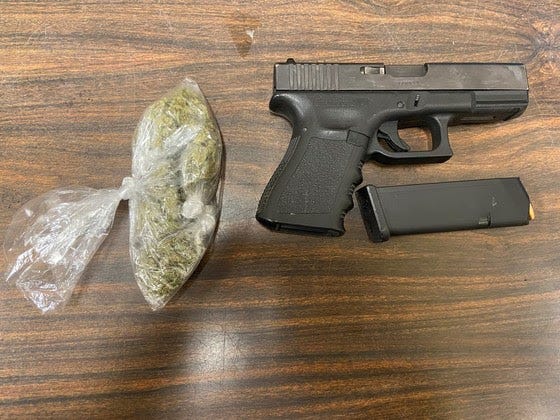 A gun and 17 grams of cannabis were recovered from a rollover crash following a police chase Dec. 28, 2019, in northwest Indiana. | Indiana State Police
