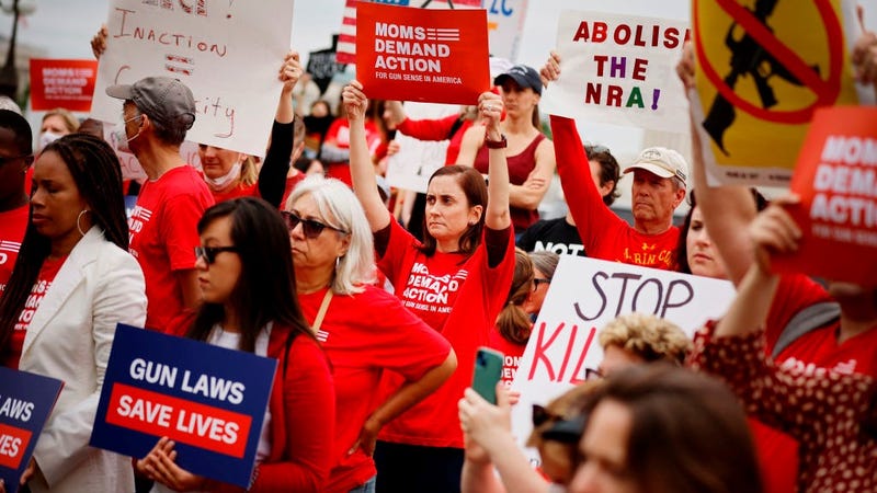 Gun control advocacy groups rally with Democratic members of Congress outside the U.S. Capitol on May 26, 2022 in Washington, DC.
