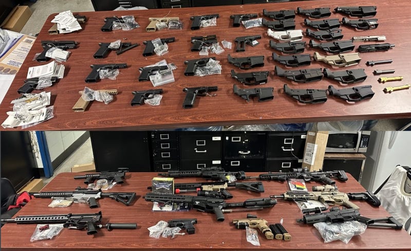Tables displaying some of the weapons confiscated from Blachowicz’s arsenal.