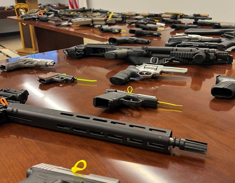 Guns on table