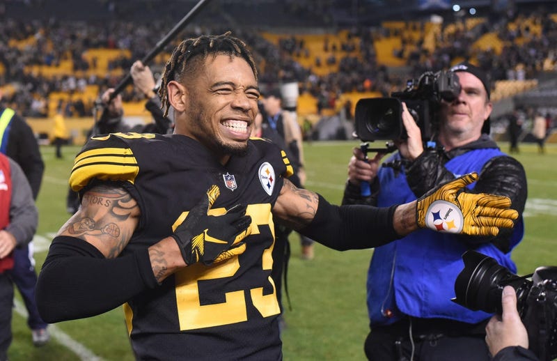 Pittsburgh Steelers cornerback Joe Haden (23) celebrates a win against the New England Patriots at Heinz Field.