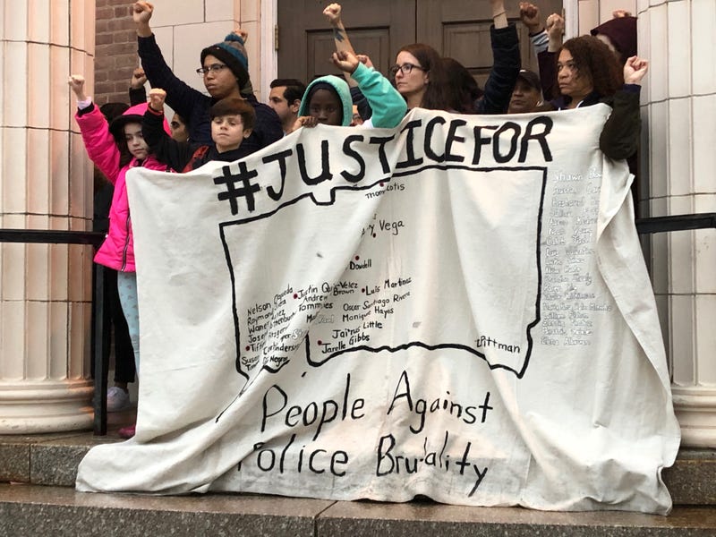 Protestors call for the firing of Hamden police officer Devin Eaton, 10/30/19