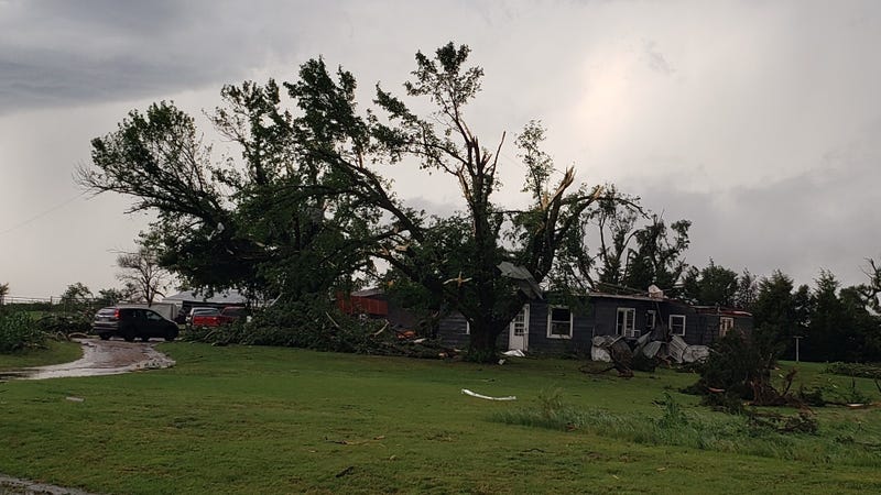 A house suffered extensive damage (EF-2 intensity) in Saturday night's storms
