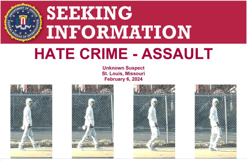 The FBI is seeking information about a man accused of committing a hate crime assault