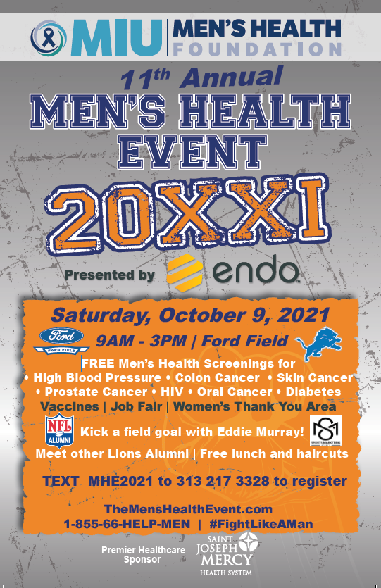 men's health event on October 9 at Ford Field