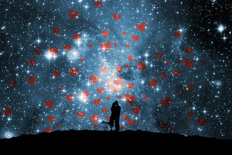 night sky with hearts