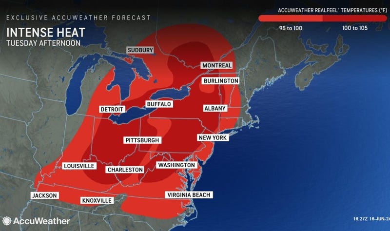 map of Excessive Heat Warning