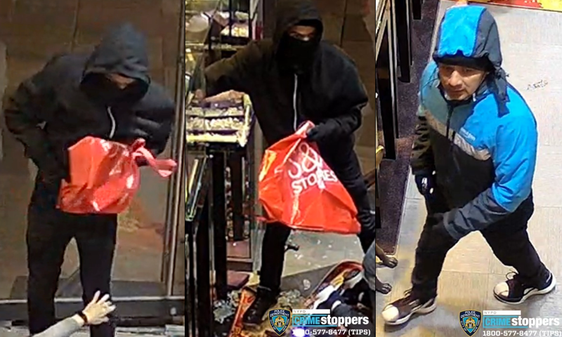 Two of the four men sought in the brazen, broad-daylight heist in Flushing on Feb. 22, 2023