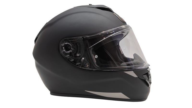 Motorcycle helmet isolated on white background - stock photo
