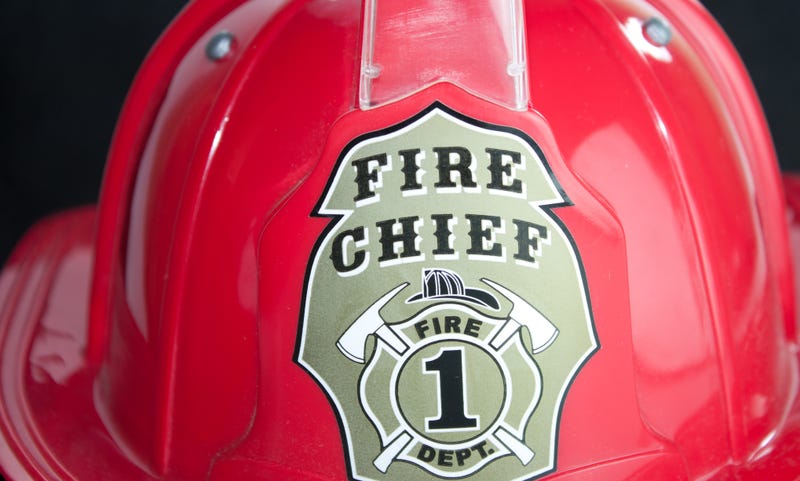 A replica Fire Chief helmet