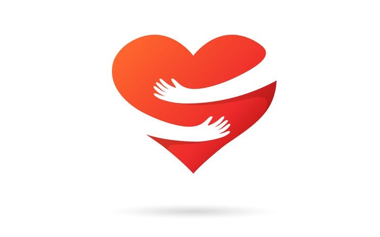 Red Heart with Helping Hands around it