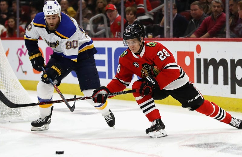 Blackhawks defenseman Henri Jokiharju (28)