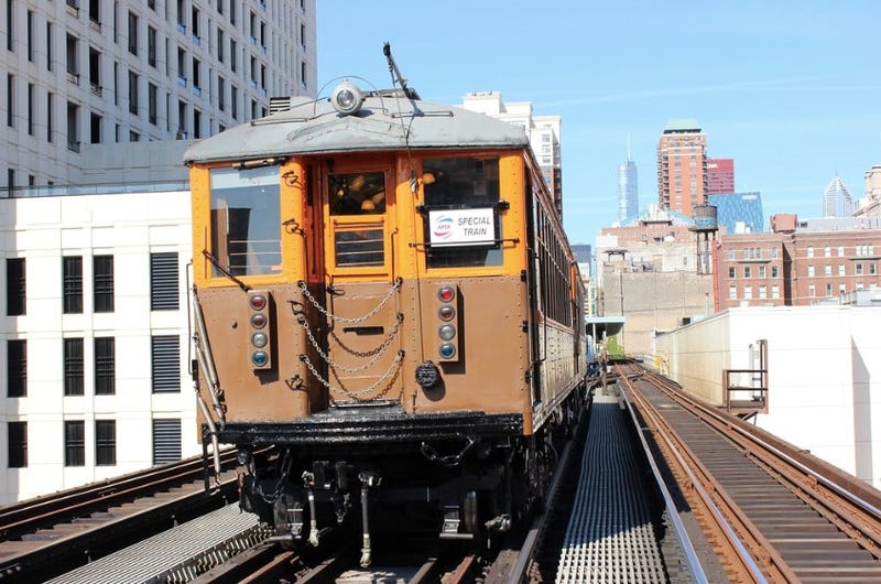 Old L car on tracks