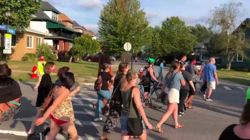 Protesters in support of Black Lives Matter walk in Buffalo. September 1, 2020 (WBEN Photo/Brendan Keany)
