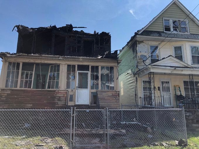 Fireworks is cause of Hillside Avenue fire. July 3, 2020 (WBEN Photo/Mike Baggerman)