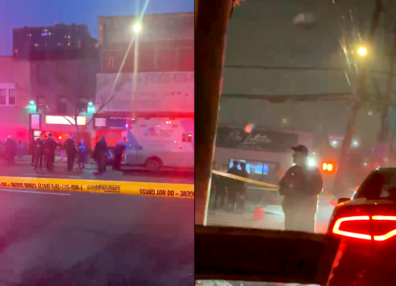 Police at the scene of the crash in East Harlem (left) and Morris Park (right) on Wednesday night