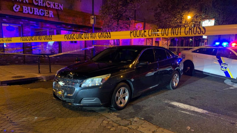 Police say a hit-and-run driver killed a woman at 15th and South streets before abandoning this stolen Chevy Malibu.