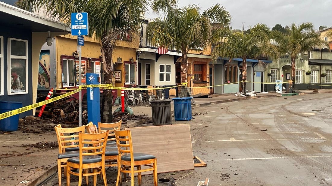Cleanup underway at storm-battered Capitola Village in Santa Cruz