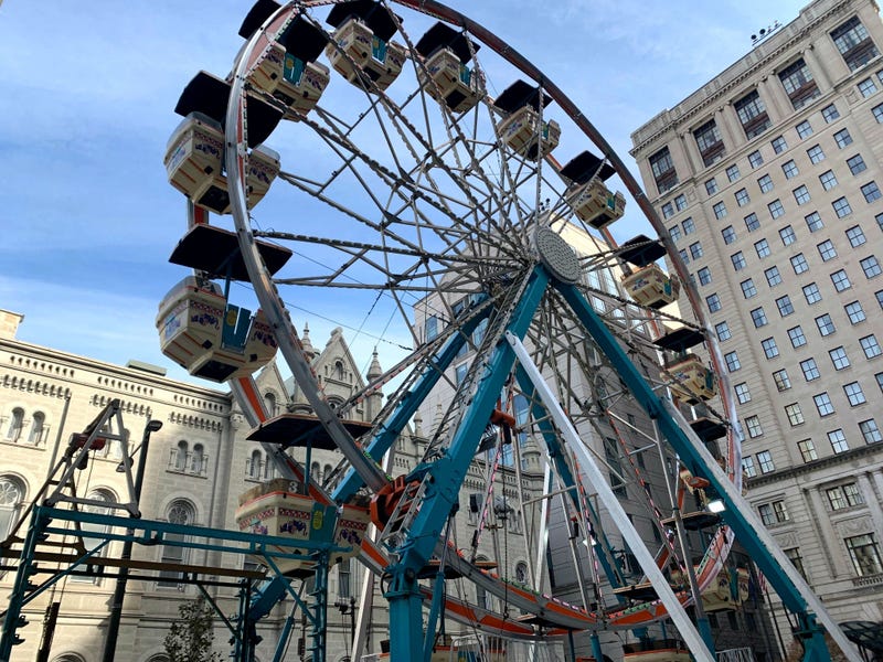 The Ferris wheel is one of the new additions to the holiday market in Center City.