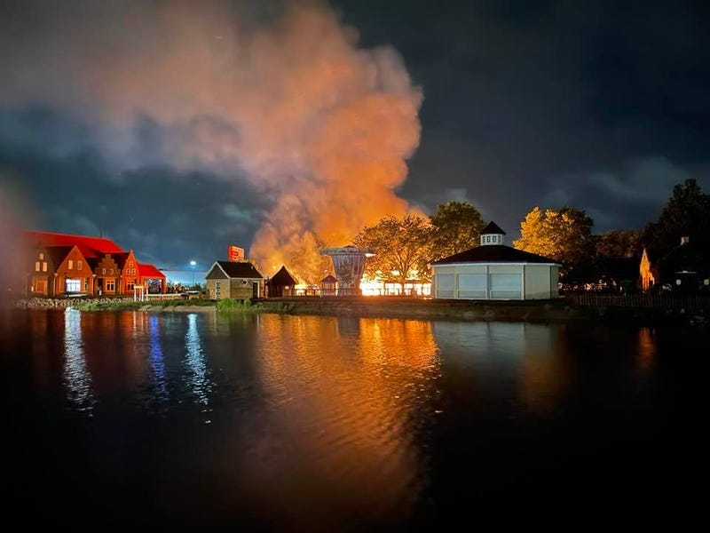 A historic building in West Michigan was destroyed early Thursday morning after a raging fire engulfed the structure in Neils' Dutch Village in Holland.