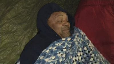 Andrew Holmes Sleeps Outside City Hall In Bitter Cold To Raise Awareness For Homeless